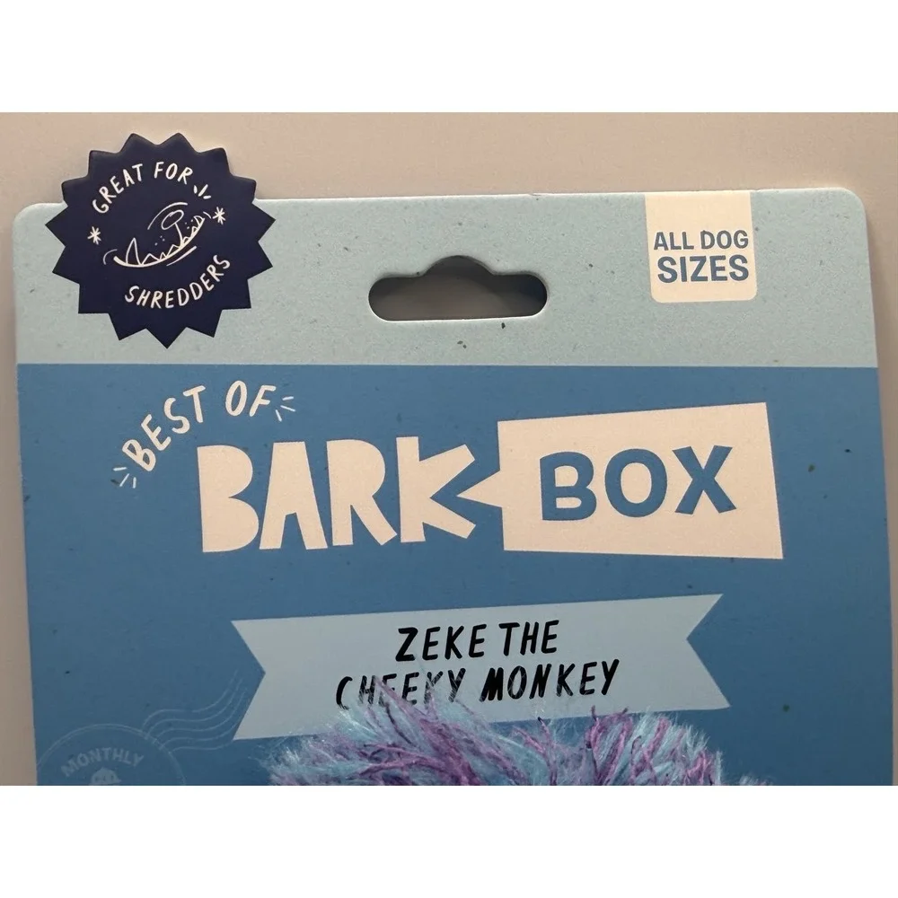 BarkBox Zeke the Cheeky Monkey Dog Toy Squeaky Plush Spiky Ball Whip-n-Flip
